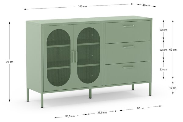 Marckeric Kovová komoda Diora 140 x 40 cm