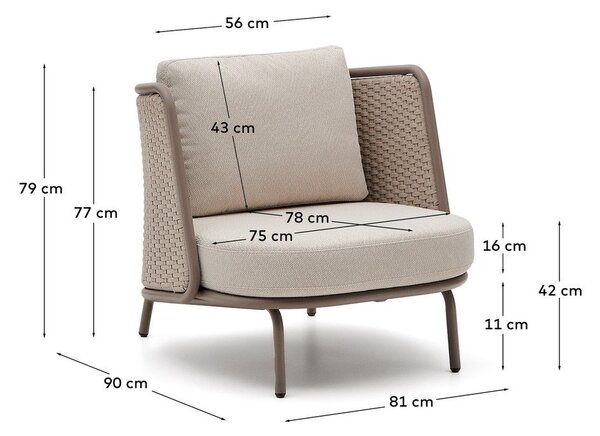Krémové/taupe polstrované zahradní křeslo Sedalis – Kave Home