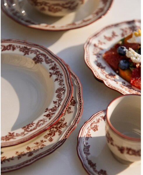 Vínový/slonovinový hluboký porcelánový talíř ø 23 cm Cyril – S|P Collection