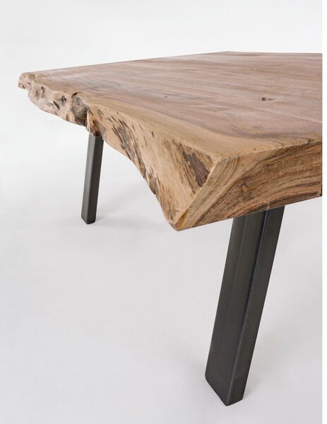 Černý/v přírodní barvě konferenční stolek s deskou z akácie 65x115 cm Aron – Bizzotto