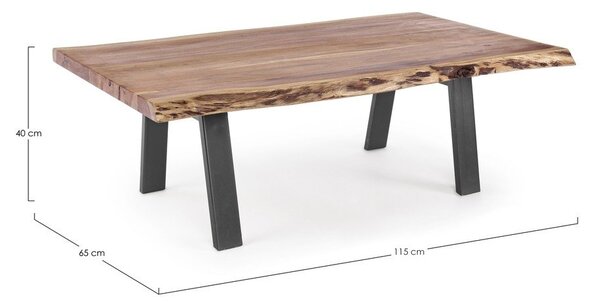 Černý/v přírodní barvě konferenční stolek s deskou z akácie 65x115 cm Aron – Bizzotto