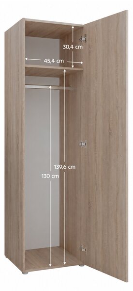 KONDELA Skříň 1D, věšáková, dub sonoma, ROMER NEW TYP 2