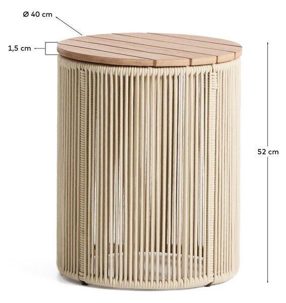 Kulatý zahradní stolek s deskou z akácie ø 40 cm Dandara – Kave Home
