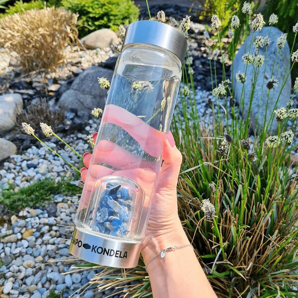TEMPO-KONDELA CRYSTAL, skleněná láhev s kyanitem, 500 ml