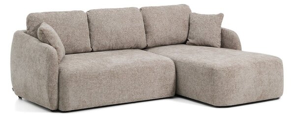Taupe žinylková rozkládací rohová pohovka (pravý roh/s lenoškou) Laira – Kave Home