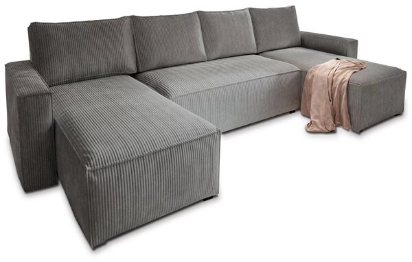 Šedá sedací souprava do U SMART COSARO 295x140 cm