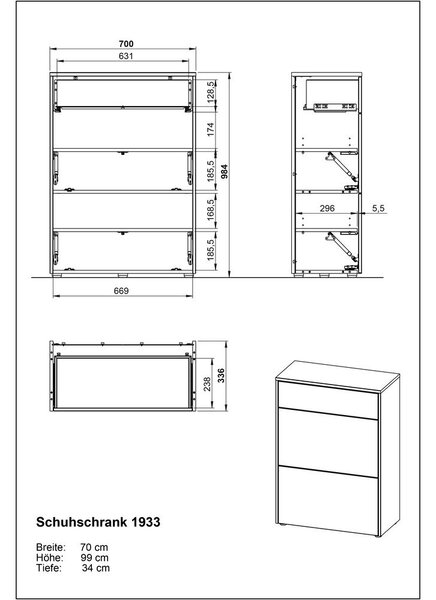 Krémová matná skříňka 70x99x34 cm Binetto – Germania