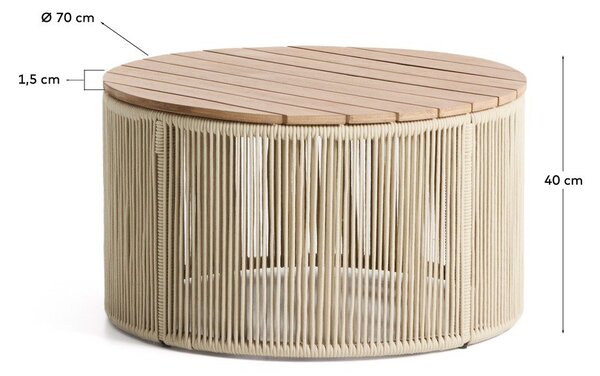 Kulatý zahradní konferenční stolek s deskou z akácie ø 70 cm Dandara – Kave Home