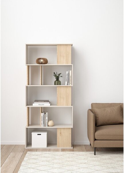 Krémová knihovna v dekoru dubu 80x173,5x29,5 cm Maze – Tvilum