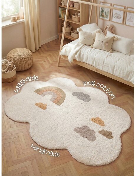 Krémový pratelný/ručně tkaný bavlněný dětský koberec 140x200 cm Snuggle Willy – Hanse Home