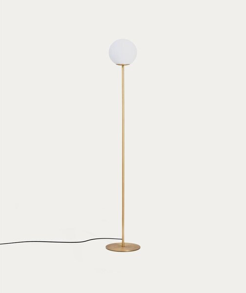 Bílá/ve zlaté barvě stojací lampa se skleněným stínidlem (výška 155 cm) Brisia – Kave Home