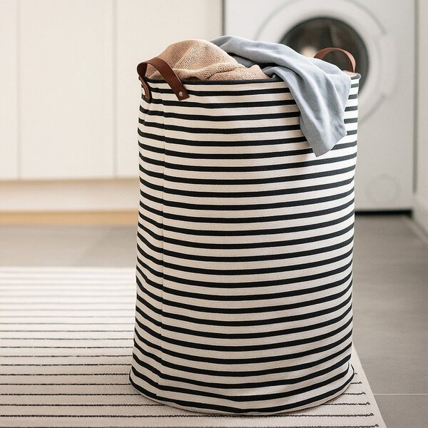 Černobílý látkový koš na prádlo 54 l Stripe – Premier Housewares