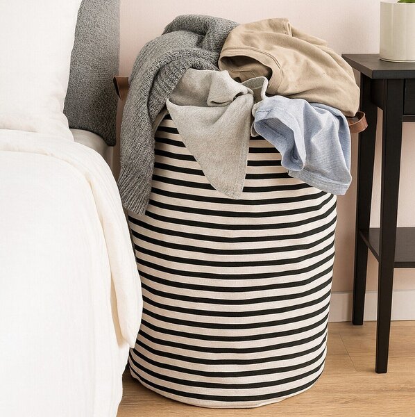 Černobílý látkový koš na prádlo 54 l Stripe – Premier Housewares