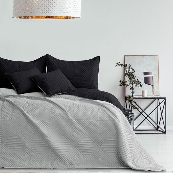 Černý/světle šedý prošívaný přehoz z mikrovlákna 240x260 cm Softa – Restilo