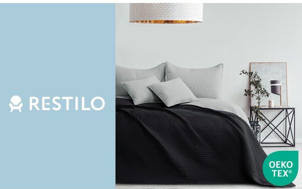 Černý/světle šedý prošívaný přehoz z mikrovlákna 240x260 cm Softa – Restilo