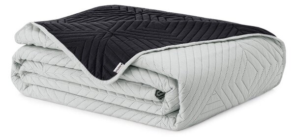 Černý/světle šedý prošívaný přehoz z mikrovlákna 240x260 cm Softa – Restilo