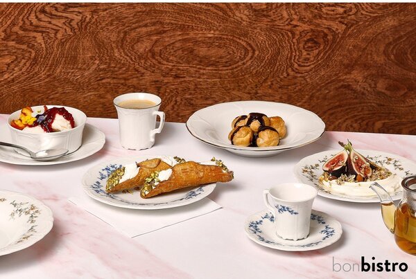 Bílý/modrý porcelánový podšálek ø 12 cm Retro – BonBistro