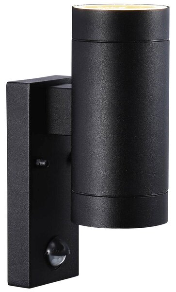 Nordlux 21519103 Tin Maxi Sensor, venkovní senzorové svítidlo pro svícení nahoru/dolu z černého kovu, 2xGU10 max 35W, IP54, prům. 7,5cm