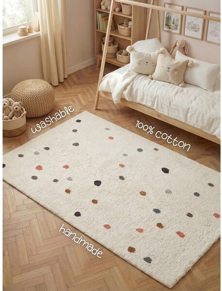 Krémový pratelný/ručně tkaný bavlněný dětský koberec 140x200 cm Snuggle Pippo – Hanse Home