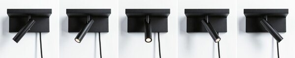 PAULMANN LED nástěnné svítidlo 3-krokové-stmívatelné Jerik USB C 3000K 230V 2,4W stmívatelné černá mat