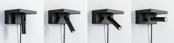 PAULMANN LED nástěnné svítidlo 3-krokové-stmívatelné Jerik USB C 3000K 230V 2,4W stmívatelné černá mat