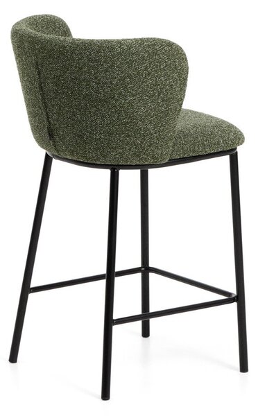 Tmavě zelená čalouněná barová židle (výška sedáku 65 cm) Ciselia – Kave Home