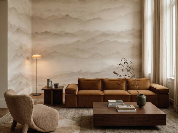 FUGU Luxusní designová tapeta mlhavé horské panorama – Roerich Peaks Materiál: Digitální eko vlies - klasická tapeta nesamolepicí