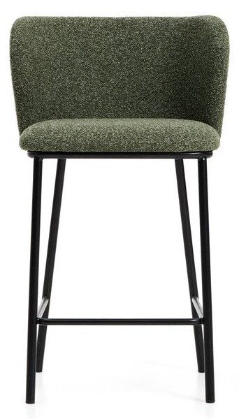 Tmavě zelená čalouněná barová židle (výška sedáku 65 cm) Ciselia – Kave Home