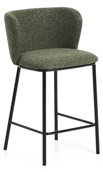Tmavě zelená čalouněná barová židle (výška sedáku 65 cm) Ciselia – Kave Home
