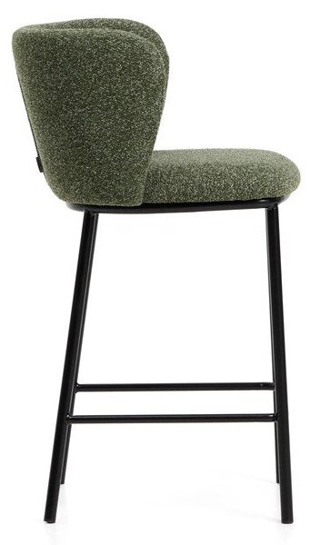Tmavě zelená čalouněná barová židle (výška sedáku 65 cm) Ciselia – Kave Home