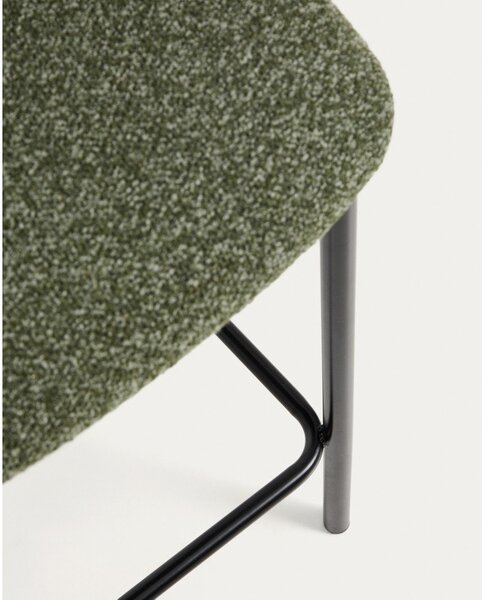 Tmavě zelená čalouněná barová židle (výška sedáku 65 cm) Ciselia – Kave Home