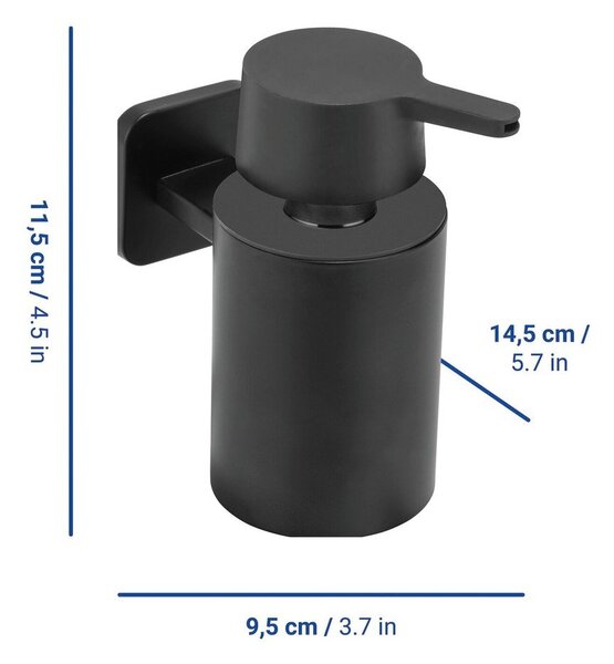 Matně černý dávkovač mýdla bez vrtání Turbo-loc z nerezové oceli Porto – Wenko