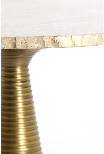 Kulatý konferenční stolek s deskou z kamene v bronzové barvě/ve světle přírodní barvě ø 50 cm Bahia – Light & Living