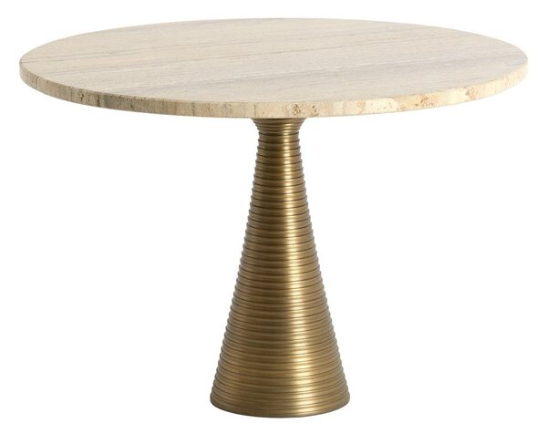 Kulatý konferenční stolek s deskou z kamene v bronzové barvě/ve světle přírodní barvě ø 50 cm Bahia – Light & Living