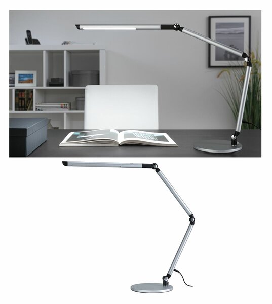 PAULMANN LED stolní lampa na psací stůl 3-krokové-stmívatelné flexibilní rameno CCT 9,5W stříbrná mat