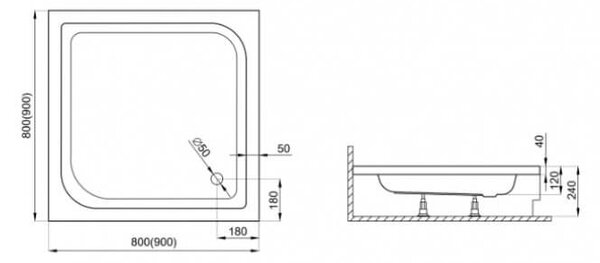 Polimat Tenor čtvercová sprchová vanička 80x80 cm bílá 00314