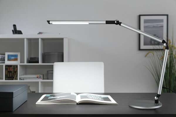 PAULMANN LED stolní lampa na psací stůl 3-krokové-stmívatelné flexibilní rameno CCT 9,5W stříbrná mat
