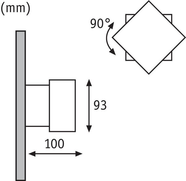 Paulmann 18002 Special Line Cybo, šedé nástěnné svítidlo se svícením nahoru-dolu, 2x3W LED 2700K, výška 9,3cm, IP65