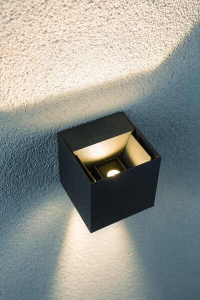 Paulmann 18000 Special Line Cybo, šedé nástěnné svítidlo s možností úpravy úhlu svícení, 2x3W LED 2700K, výška 8cm, IP65