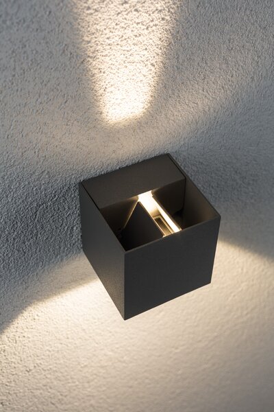Paulmann 18000 Special Line Cybo, šedé nástěnné svítidlo s možností úpravy úhlu svícení, 2x3W LED 2700K, výška 8cm, IP65
