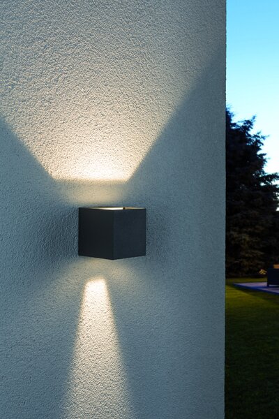 Paulmann 18000 Special Line Cybo, šedé nástěnné svítidlo s možností úpravy úhlu svícení, 2x3W LED 2700K, výška 8cm, IP65
