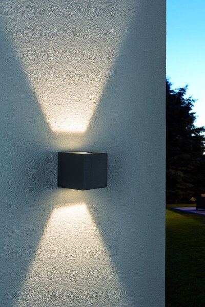 Paulmann 18000 Special Line Cybo, šedé nástěnné svítidlo s možností úpravy úhlu svícení, 2x3W LED 2700K, výška 8cm, IP65