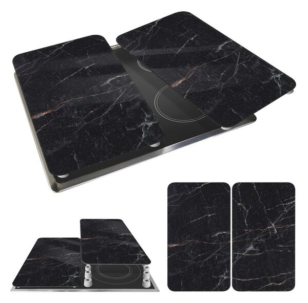 Kryty na sporák v sadě 2 ks z tvrzeného skla 52x30 cm Black Marble – Wenko