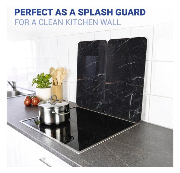 Kryty na sporák v sadě 2 ks z tvrzeného skla 52x30 cm Black Marble – Wenko