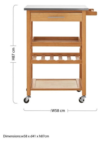 Bambusový servírovací stolek na kolečkách 41x58 cm Harlow – Premier Housewares