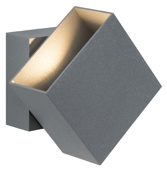Paulmann 18002 Special Line Cybo, šedé nástěnné svítidlo se svícením nahoru-dolu, 2x3W LED 2700K, výška 9,3cm, IP65
