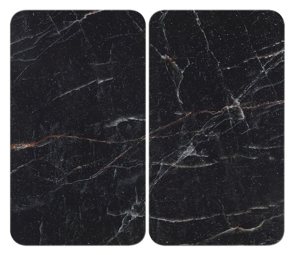 Kryty na sporák v sadě 2 ks z tvrzeného skla 52x30 cm Black Marble – Wenko