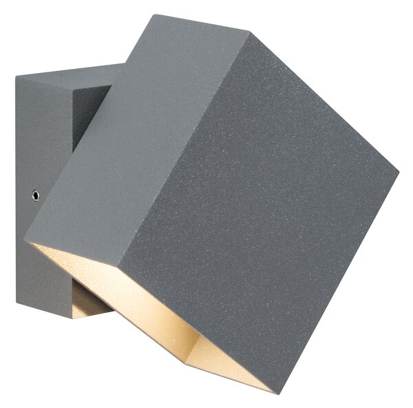 Paulmann 18002 Special Line Cybo, šedé nástěnné svítidlo se svícením nahoru-dolu, 2x3W LED 2700K, výška 9,3cm, IP65