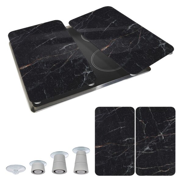 Kryty na sporák v sadě 2 ks z tvrzeného skla 52x30 cm Black Marble – Wenko