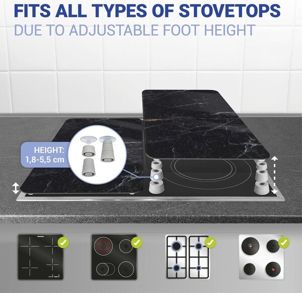 Kryty na sporák v sadě 2 ks z tvrzeného skla 52x30 cm Black Marble – Wenko